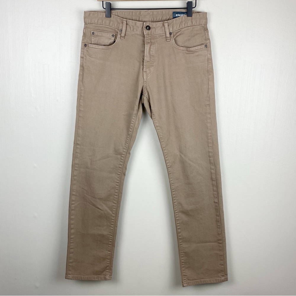 Bonobos Jeans Mens 32X32 Khaki Tan Slim Stretch Travel Straight Pants Preppy